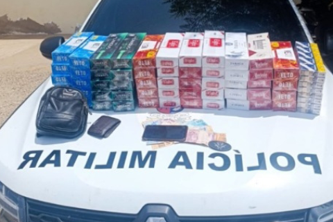 Polícia Militar prende suspeito e apreende 68 maços de cigarros durante patrulhamento