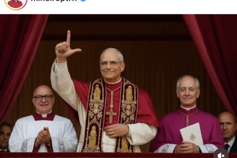 Mineiro posta imagem fake do Papa fazendo o L